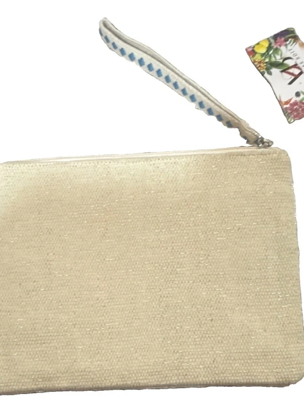 NWT Beaded Crab Wristlet Pouch - White with Blue & Green Crab